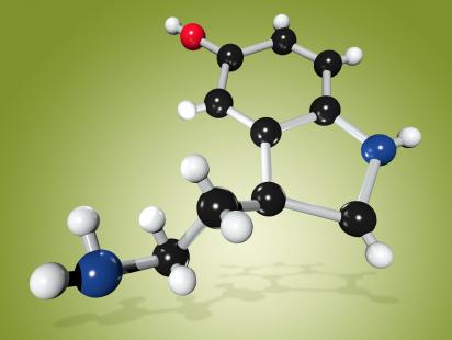 Image de synthèse d'une molécule de sérotonine. 