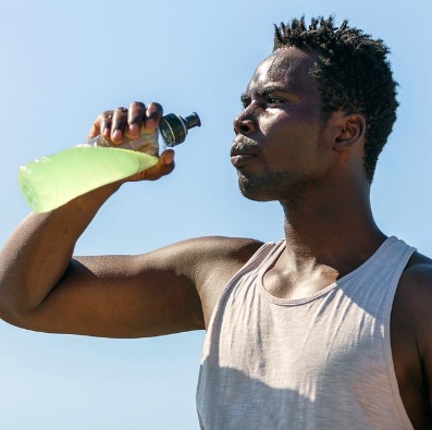 Athlete drinking a sports drink